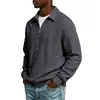 Suéter jacquard de punto trenzado para hombre de otoño transfronterizo con media cremallera, cuello camisero, mangas largas y top tipo polo texturizado