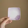 Porta-copos Quadrado Rosa Pintado à Mão em Gradiente Roxo com Esmalte Mineral Bandeja de Chá Cerâmica, Resistente ao Calor, Acessório para Cerimônia do Chá Chinesa