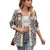 2023 Novo Outono Roupa Transfronteiriça Europeia e Americana Amazon Jaqueta Camisa de Manga Comprida com Botões Estampa de Leopardo para Mulheres