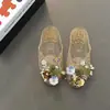Pantuflas Coreanas Toe-Toe, Zapatos de Gelatina, Zapatos de Mujer con Flor de Pedrería y Cristal, Zapatos de Playa, Zapatos de Casa de Verano, Sandalias y Pantuflas