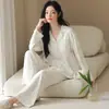 Directo de Fábrica Pijama de Algodón Puro para Mujer Primavera y Otoño Manga Larga Estilo Otoño Ropa de Casa Otoño e Invierno Todo Algodón Tallas Grandes Conjunto