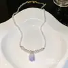 Collar de cuentas color dopamina para mujer, cadena para suéter de clavícula de lujo ligero de alta calidad, nicho, dulce, fresco, otoño e invierno, accesorios de joyería