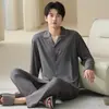 Pijama para Hombre de Manga Larga 100% Algodón Primavera y Otoño Delgado Nuevo 2025 Ropa Exterior para Niños Todas las Estaciones Ropa de Casa