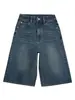 Shorts de Mezclilla Azules Vintage Cortos para Mujer, Estilo Delgado de Verano, Modelo Nuevo Super Popular 2026, Pantalones Rectos Sueltos de Largo Medio para Figuras Petite