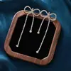 Nuevos Pendientes de Lazo Largos Super Brillantes Completamente de Diamante Moda Versátiles Pendientes de Borla de Lazo Pendientes