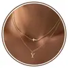 Moda Transfronteriza Nuevo Collar en Capas, Cadena Clavicular Cruz Inicial, Joyería Elegante de Diseño de Nicho
