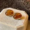 Pendientes Ámbar Maillard para Mujer 2025 Nuevos Pendientes Retro Populares Joyería para Orejas Elegante de Gama Alta Otoño e Invierno