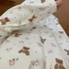 Novo Estilo de Primavera Vestido de Noite para Menina, Vestido de Manga Longa, Pijama Fofo de Urso Floral, Pode Ser Usado Fora de Casa como Vestido de Noite para Casa