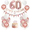 Kit de Balões de Aniversário Rose Gold Bandeira de Layout de Aniversário Balão de Filme de Alumínio de 32 Polegadas Balão Digital de Idade Decoração