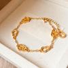 Pulseira de Flor e Cabaça Banhada a Ouro Real Estilo Chinês Novo para Mulheres Moda Luxo Leve Pulseira Versátil Joias de Nicho de Alto Padrão