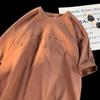 Camiseta masculina de algodão pesado com estampa de aço de manga curta masculina Moda 2023 Roupas soltas para todos os jogos