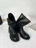 Botas femininas de couro genuíno de cano médio, 4CM retrô, novo estilo 2026 botas com salto empilhado, salto grosso botas casuais de montaria