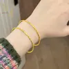 Pulsera Fina Trenzada Dorada Brillante Jianyuesha Que No Se Desvanece Durante Mucho Tiempo, Pulsera para Mujer, Pulsera de Tacto Brillante, Lujo Accesible y Sentido de Gama Alta