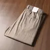 Calça Masculina de Verão Fina Respirável de Linho Misturado Texturizada de Alta Qualidade Cintura Elástica Macia Caimento Casual