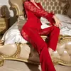 Novo Conjunto de Lingerie Sexy de Manga Longa para Mulheres, Estilo Europeu e Americano, com Renda de Tela e Design em Forma de Coração