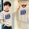 Camiseta base de rayas para niño, de algodón puro, manga larga, estilo nuevo para primavera y otoño