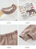 Conjunto Infantil de Blusa de Manga Longa e Calça Animal World Etiqueta Zero Roupa Íntima para Meninas e Meninos Pijamas para Bebês e Crianças Pequenas Roupas de Casa