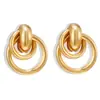 Pendientes de Bola Exagerados de Múltiples Capas en Forma de U Dorados de Alta Gama Versátiles Transfronterizos Accesorios de Pendientes de Moda Simples para Mujeres