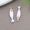 1 Pingente de Peixe Colorido com Listras Esmaltadas em Forma de Gota de Óleo Dupla Face em Aço Inoxidável Acessórios de Joias para Brincos, Colares, Pulseiras DIY