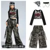 Ropa de Baile Jazz Hip Hop para Niñas Ropa de Street Dance Infantil Pantalones Camuflaje Top Corto Atractivo para Niña Conjunto de Traje de Presentación