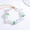 Pulsera de Caramelo de Primavera para Mujer, Lujo Ligero y Exquisita, Pulsera de Cristal Ajustable con Diseño Estilo Bosque, Accesorio de Mano Estilo Festivo