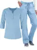 Nuevo Uniforme de Cirugía Hospitalaria Amazon con Cuello en V y Botones, Mangas de Longitud Media, Absorbente de Sudor y Transpirable, Uniforme de Enfermería para Hombres y Mujeres