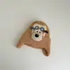 Chapéu Infantil Estilo Coreano Outono e Inverno Espessado Quentinho Unissex Chapéu de Lã para Bebê Chapéu de Tricô para Bebê Cachorro Voador Cartoon