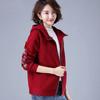 Suéter com Chapéu Manga Longa Feminino Outono e Inverno 2023 Novo Estilo Coreano tamanho plus size Solto Emagrecedor Cardigan com Zíper Jaqueta Bordada Feminina