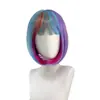 Peluca de Color Irregular Multicolor para Mujeres y Estudiantes, Fibra de Alta Temperatura, Peluca Bob Corta con Flequillo Recto