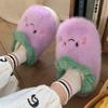 Pantuflas de Algodón para Piso Antideslizantes para Invierno para Mujer, Lindas, Color Viento, Berenjena, Sensación de Caca, Interiores, Cálidas, Suela Blanda, Zapatos de Luna