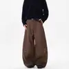 2026 Nuevos Pantalones Curvos a Medida de Gama Alta para Nicho con Botones y Pliegues, Pantalones de Vestir Casuales de Pierna Ancha Estilo High Street Americano para Hombre