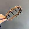 Diadema de Ola Dentada de Estampado de Leopardo Dulce y Fresca de Gama Alta para Mujer, Raíces del Cabello Esponjosas, Diadema Antideslizante para Lavarse la Cara, Pinza para el Cabello, Adorno para el Cabello