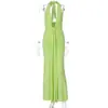 Vestido halter de tirantes con corte sexy, cuello en U, espalda descubierta, corte slim, plisado, costuras, nuevo, de venta caliente transfronterizo europeo y americano para mujer