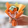 Caixa de Presente Mini Tricô de Caqui Girassol com Flores Vermelhas Pequenas e Buquê Tricô de Lã, Combinado com Lembrancinhas
