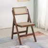 Cadeira de Rattan Estilo Nórdico Cadeira de Escritório Casual Cadeira de Café Cadeira Dobrável de Lazer para Varanda de B&B Cadeira de Estudo