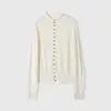 Cárdigan de punto suave ajustado al cuerpo para mujer, cuello medio alto suave de otoño, hilo Yangtze 2/60, lana Merino, 26 Otoño H100912