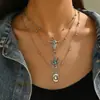 Artículos más vendidos en el comercio exterior europeo y americano: Sombrero de Vaquero Occidental, Cabeza de Toro, Collar de Cactus, Estilo Vintage, Joyería de Cuello Multicapa para Mujer