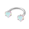 Europa y Estados Unidos joyería de piercing de acero inoxidable para la nariz con forma de corazón y circonita, con rosca interna, pendientes en forma de herradura en C