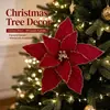 Navidad Preferida Alta Calidad Borde Dorado Rojo Polvo Flores de Navidad Simulación 42cm Cabeza de Flor Adornos para Guirnaldas de Árbol de Navidad