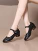 Zapatos de baile cuadrados de cuero suave con suela suave para primavera y verano, zapatos de baile plateados para mujer, zapatos de baile huecos, zapatos de baile de salón para madre