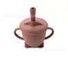 Taza de Aprendizaje para Bebés con Popote de Silicona Taza de Beber Agua con Tapa Antipolvo y Anticaídas Taza para Snacks de Silicona de Grado Alimenticio Punto Transfronterizo