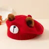 Estilo Coreano Primavera Otoño Lindo Dulce Boina Sombrero Dibujo Animado Oso Pequeño Sombrero Niños Súper Lindo Unisex Lana Tejida Sombrero Venta al por Mayor
