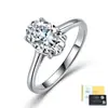 Anillo de plata S925 ovalado con moissanita de cuatro puntas, forma de huevo de paloma, color D, alta claridad, anillo de compromiso de la fábrica de origen