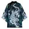 Directo de fábrica capa con tótem de dragón estilo chino marea nacional personalidad cárdigan de punto con plumas capa kimono túnica de siete mangas hombre