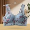 Sujetador de una pieza con copa fija sin aro de acero para madres de mediana edad y mayores, ropa interior con estampado de talla grande
