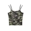 Europeu e Americano Novo Sexy Desejo Puro Garota Quente Camuflagem Quente Diamante Verão Slim Sem Mangas Curto Regata Suspender Feminino