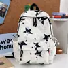 Mochila Estilo Americano Estilo Ins Gris Niebla Degradado con Diseño Dulce y Fresco, Modelo para Parejas para Escuela, Clase, Vacaciones y Viaje