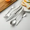 Juego de Cubiertos de Acero Inoxidable 304 Pulido Estilo Alemán, Cuchillo para Bistec Engrosado, Tenedor de Postre, Cuchara de Café, Juego de Cuchillo y Tenedor