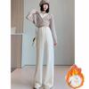 [Personalizado] Ropa de Maternidad Ropa Exterior Casual con Cordón Otoño e Invierno Nuevo Estilo Forro de Polar Cálido Versátil Recto Ropa de Trabajo Pantalones de Pierna Ancha