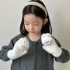 Guantes Infantiles para Otoño e Invierno, Cálidos Estilo Coreano de Conejo de Cinco Dedos con Tapa Completa con Felpa Gruesa para Niños y Niñas